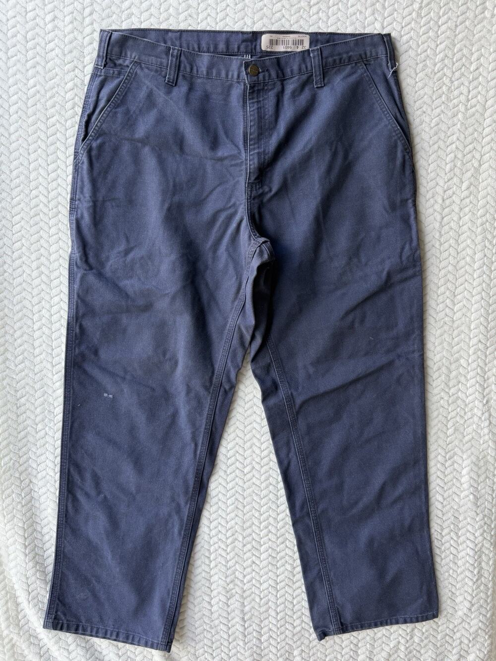 Carhartt Pants Mens 38x32 B11 Blue Canvas Dungaree Fit Carpenter Work Barn 383
